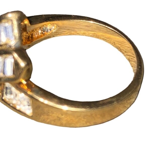 Ring 6 Gold Plated CZ Cubic Zirconia Baguette Women - Picture 6 of 7